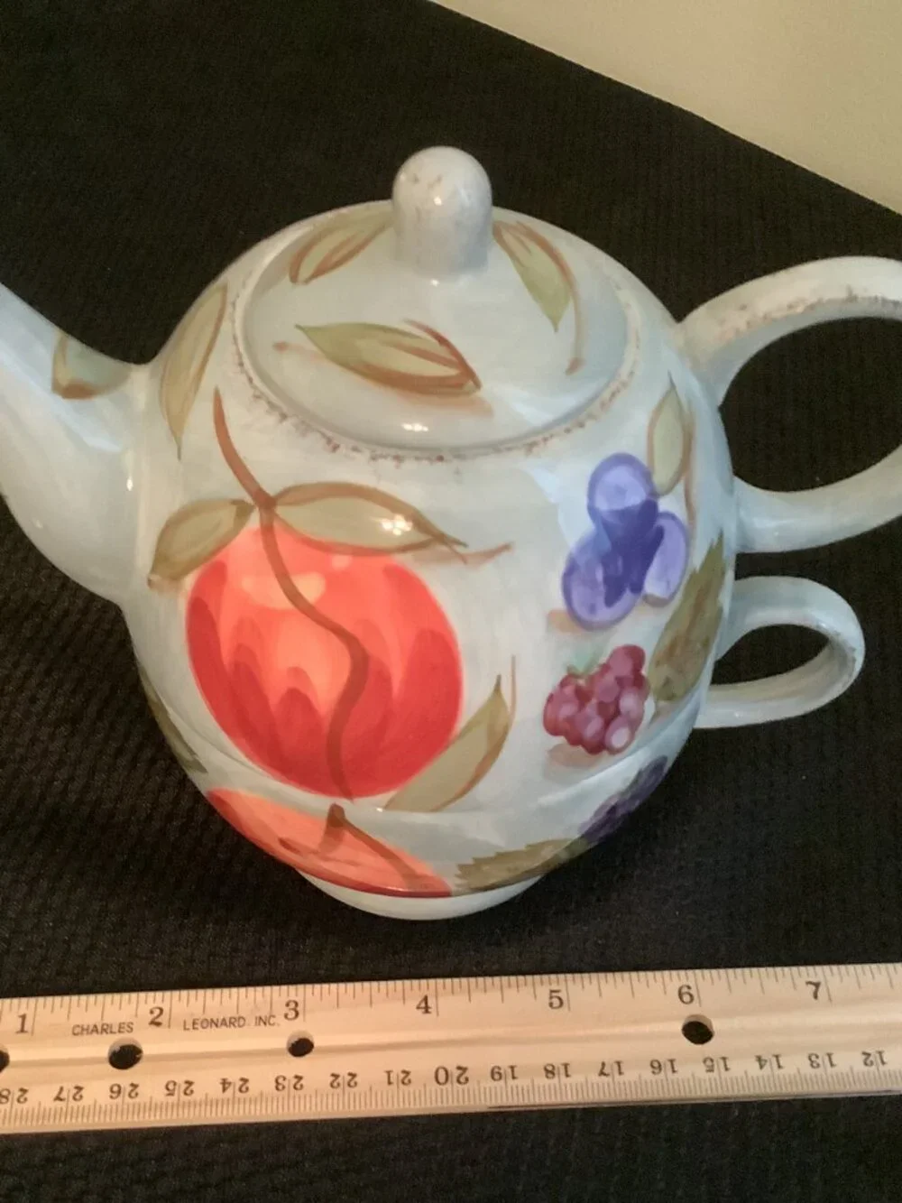Set of Two TEA FOR ONE  Floral & Fruit Teapot & Cup Sets